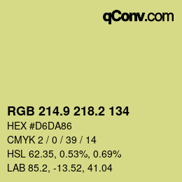 カラーコード: RGB 214.9 218.2 134 | qconv.com