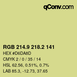 Color code: RGB 214.9 218.2 141 | qconv.com