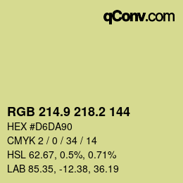 カラーコード: RGB 214.9 218.2 144 | qconv.com