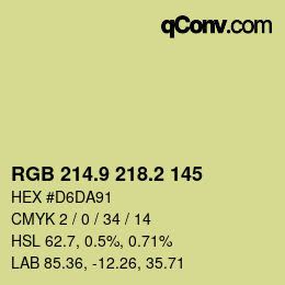 カラーコード: RGB 214.9 218.2 145 | qconv.com