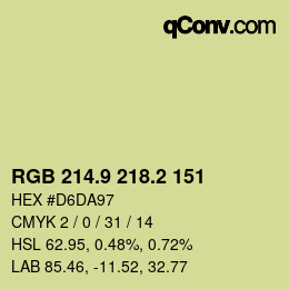 カラーコード: RGB 214.9 218.2 151 | qconv.com
