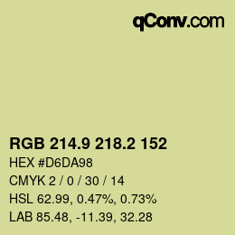 カラーコード: RGB 214.9 218.2 152 | qconv.com