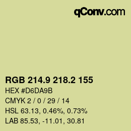 カラーコード: RGB 214.9 218.2 155 | qconv.com