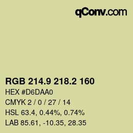 Farbcode: RGB 214.9 218.2 160 | qconv.com
