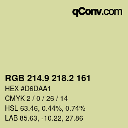 Color code: RGB 214.9 218.2 161 | qconv.com