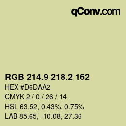 Farbcode: RGB 214.9 218.2 162 | qconv.com