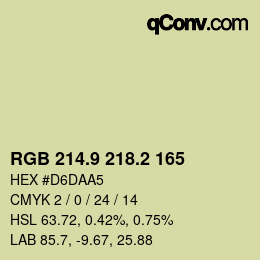 カラーコード: RGB 214.9 218.2 165 | qconv.com