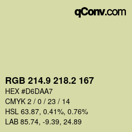 カラーコード: RGB 214.9 218.2 167 | qconv.com