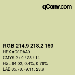 カラーコード: RGB 214.9 218.2 169 | qconv.com