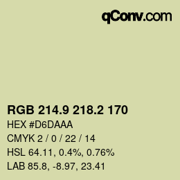 Color code: RGB 214.9 218.2 170 | qconv.com