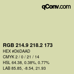 Color code: RGB 214.9 218.2 173 | qconv.com