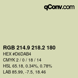 Farbcode: RGB 214.9 218.2 180 | qconv.com