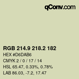 Color code: RGB 214.9 218.2 182 | qconv.com