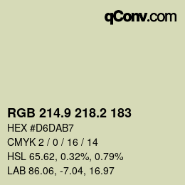 カラーコード: RGB 214.9 218.2 183 | qconv.com