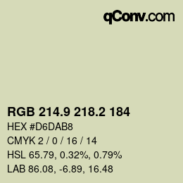 Color code: RGB 214.9 218.2 184 | qconv.com
