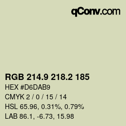 Color code: RGB 214.9 218.2 185 | qconv.com
