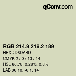 Color code: RGB 214.9 218.2 189 | qconv.com