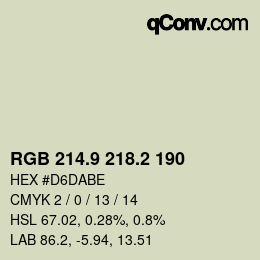 Color code: RGB 214.9 218.2 190 | qconv.com