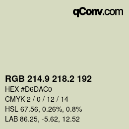 Color code: RGB 214.9 218.2 192 | qconv.com