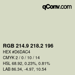 Color code: RGB 214.9 218.2 196 | qconv.com