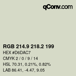 Color code: RGB 214.9 218.2 199 | qconv.com