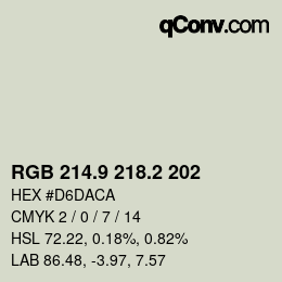 Color code: RGB 214.9 218.2 202 | qconv.com