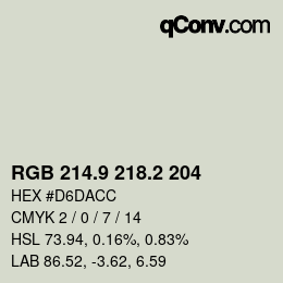 Color code: RGB 214.9 218.2 204 | qconv.com