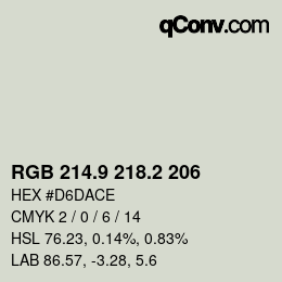 Color code: RGB 214.9 218.2 206 | qconv.com