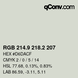 Color code: RGB 214.9 218.2 207 | qconv.com