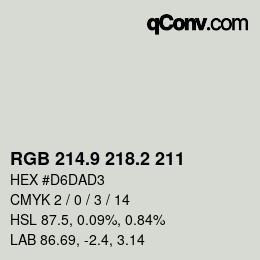 カラーコード: RGB 214.9 218.2 211 | qconv.com