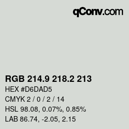 カラーコード: RGB 214.9 218.2 213 | qconv.com