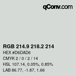 Color code: RGB 214.9 218.2 214 | qconv.com
