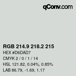 Color code: RGB 214.9 218.2 215 | qconv.com