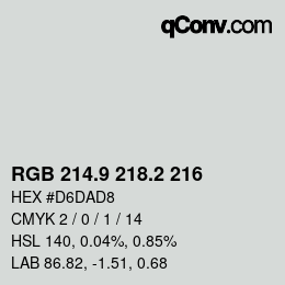Color code: RGB 214.9 218.2 216 | qconv.com