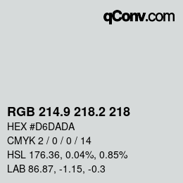 Color code: RGB 214.9 218.2 218 | qconv.com