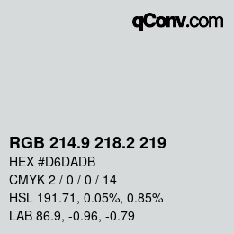 カラーコード: RGB 214.9 218.2 219 | qconv.com