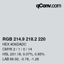 Color code: RGB 214.9 218.2 220 | qconv.com