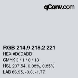 Color code: RGB 214.9 218.2 221 | qconv.com