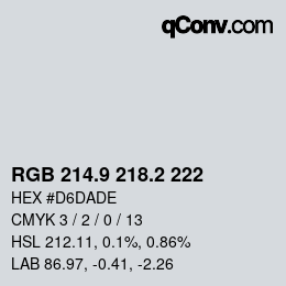 Color code: RGB 214.9 218.2 222 | qconv.com