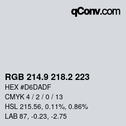 Color code: RGB 214.9 218.2 223 | qconv.com