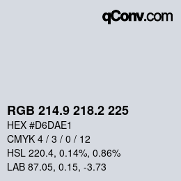 カラーコード: RGB 214.9 218.2 225 | qconv.com