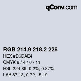 Color code: RGB 214.9 218.2 228 | qconv.com
