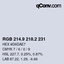 Color code: RGB 214.9 218.2 231 | qconv.com