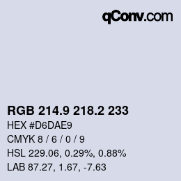 Color code: RGB 214.9 218.2 233 | qconv.com