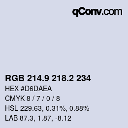カラーコード: RGB 214.9 218.2 234 | qconv.com