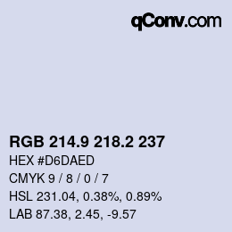 カラーコード: RGB 214.9 218.2 237 | qconv.com