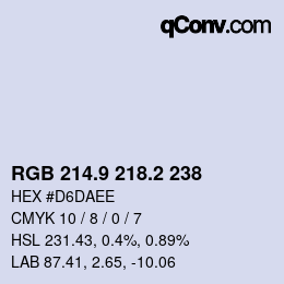 Color code: RGB 214.9 218.2 238 | qconv.com