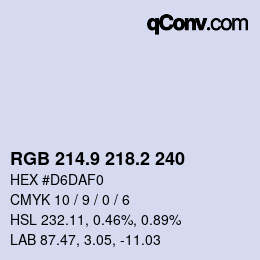 Color code: RGB 214.9 218.2 240 | qconv.com