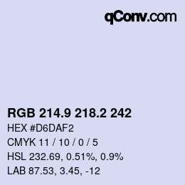 カラーコード: RGB 214.9 218.2 242 | qconv.com
