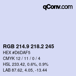 カラーコード: RGB 214.9 218.2 245 | qconv.com